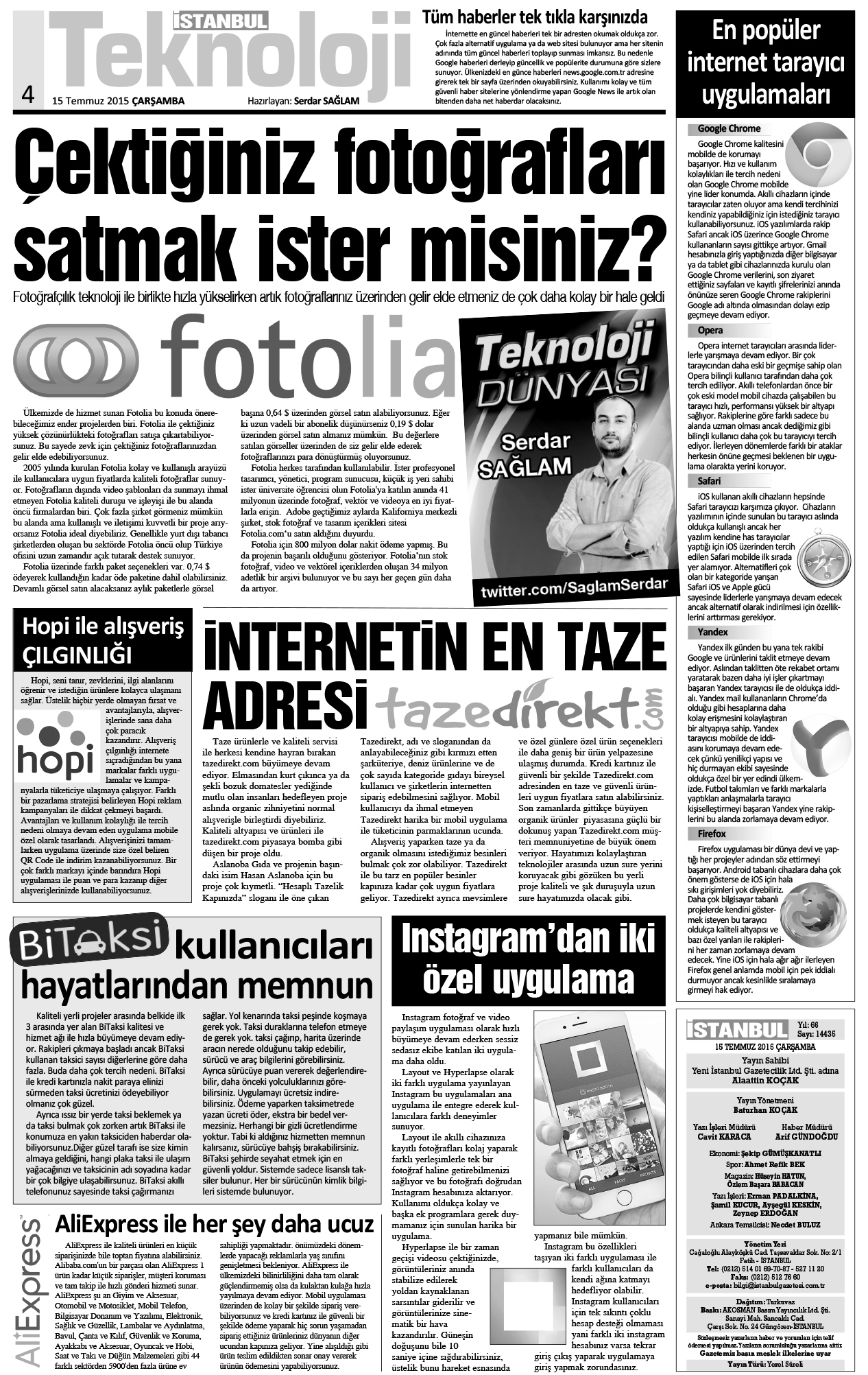 İstanbul Gazetesi - 15 Temmuz 2015