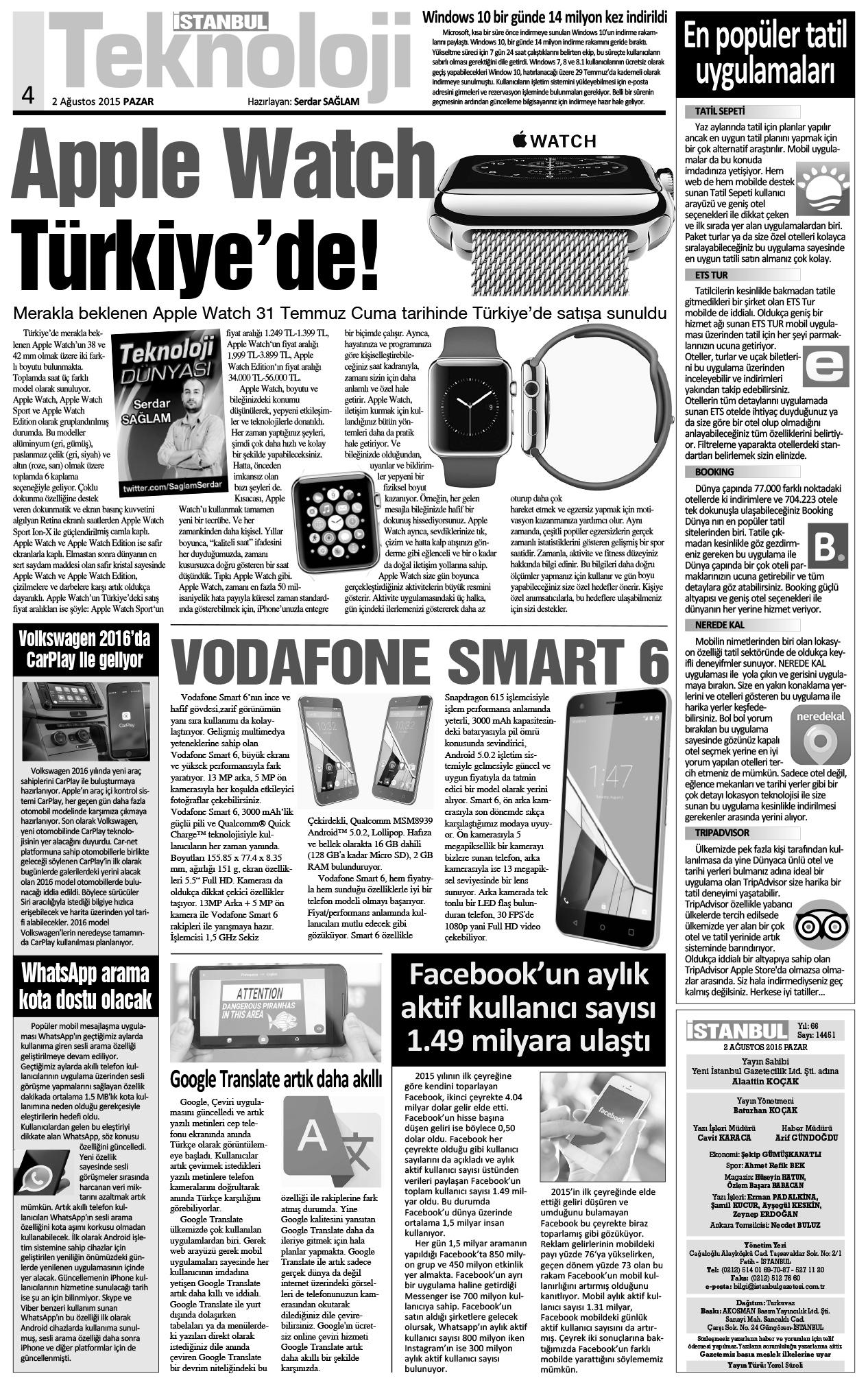 İstanbul Gazetesi - 2 Ağustos 2015