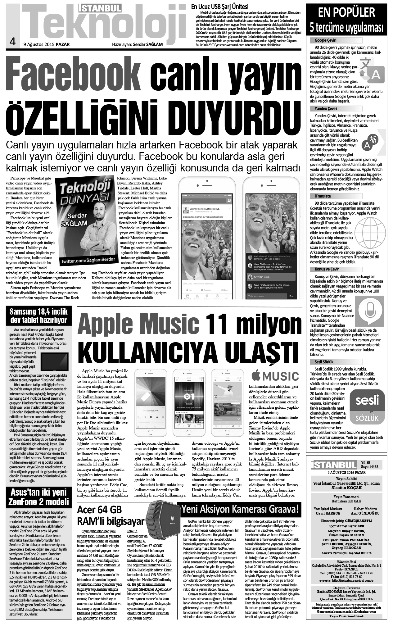 İstanbul Gazetesi - 9 Ağustos 2015