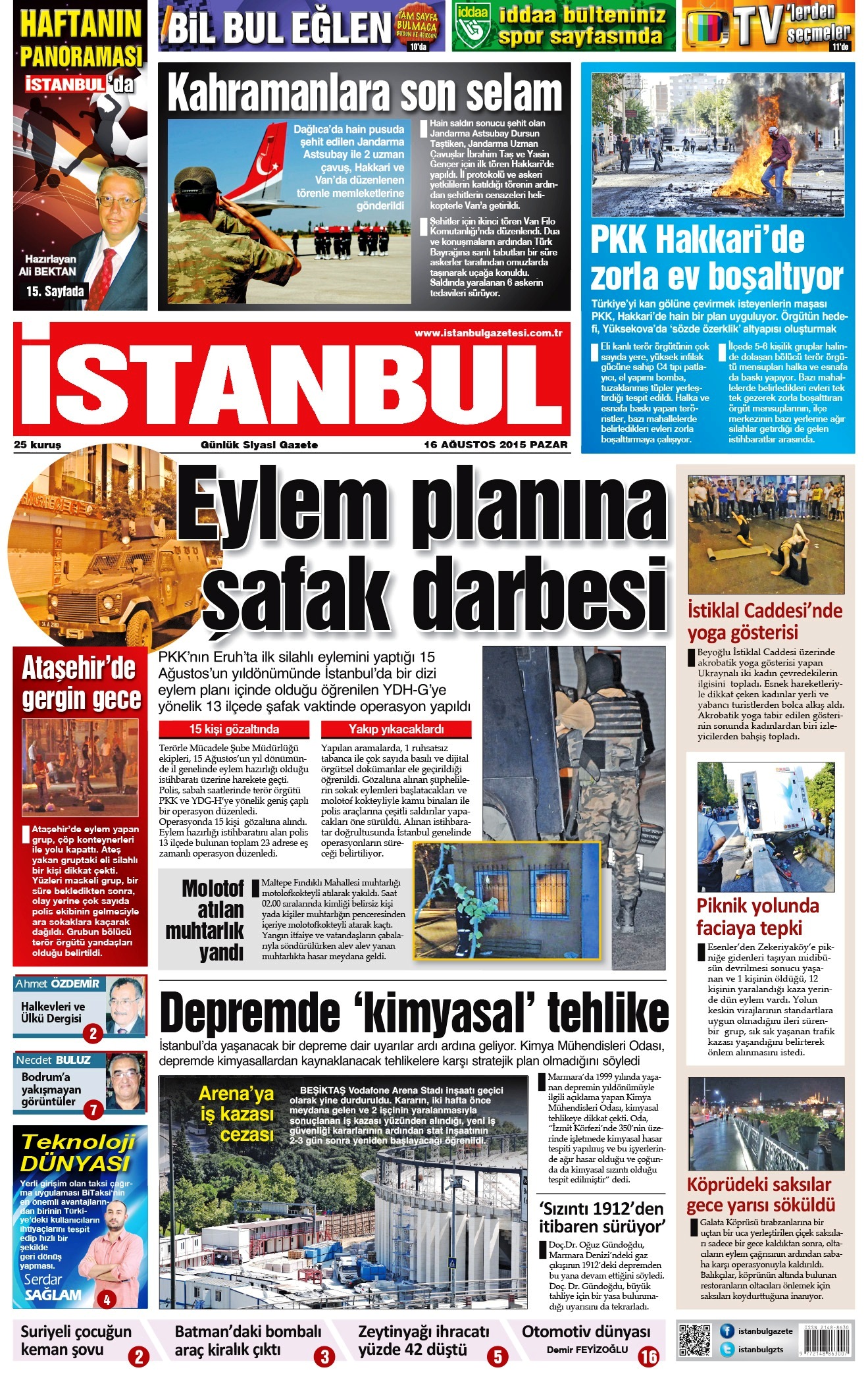 İstanbul Gazetesi - 16 Ağustos 2015