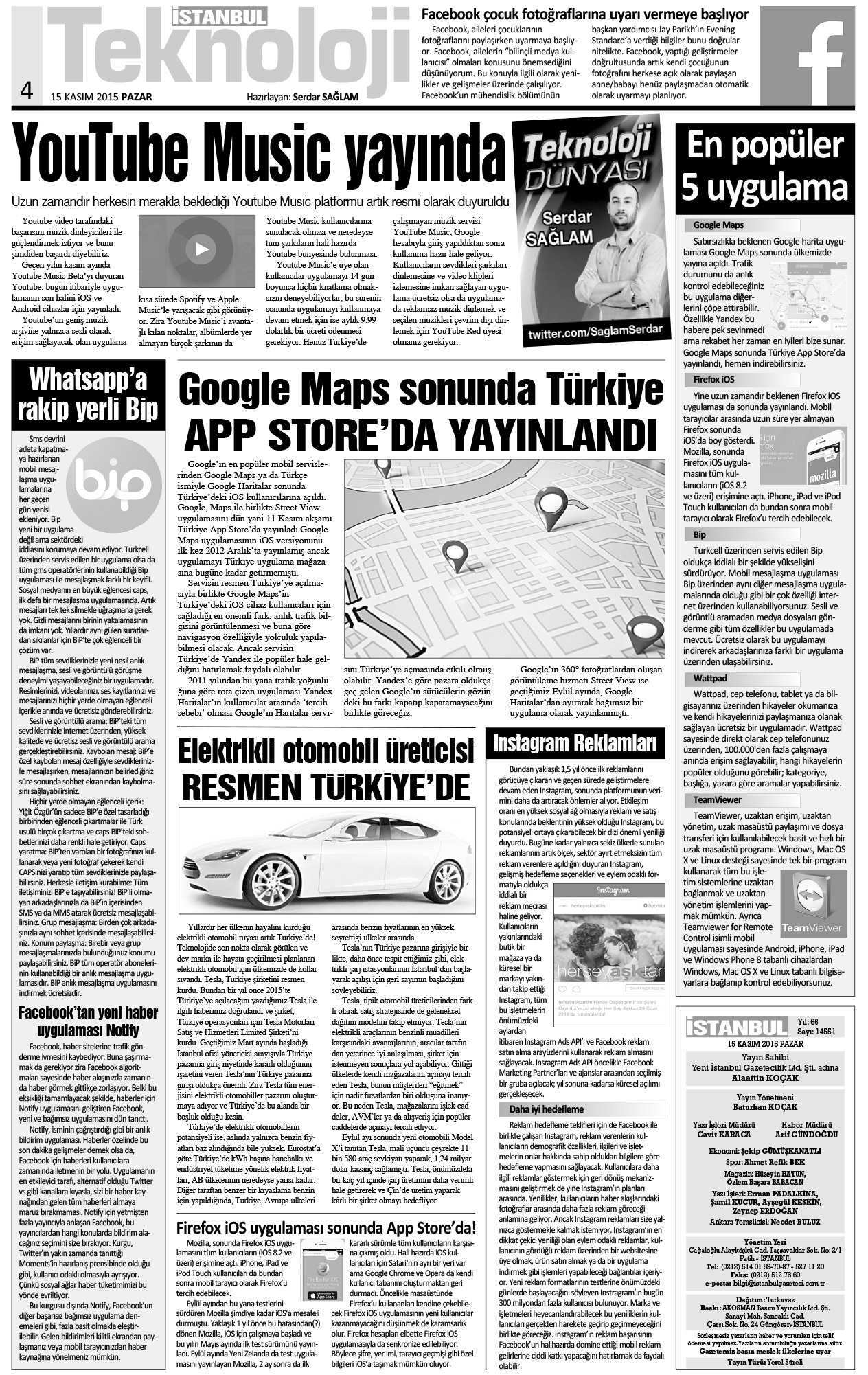 İstanbul Gazetesi - 15 Kasım 2015