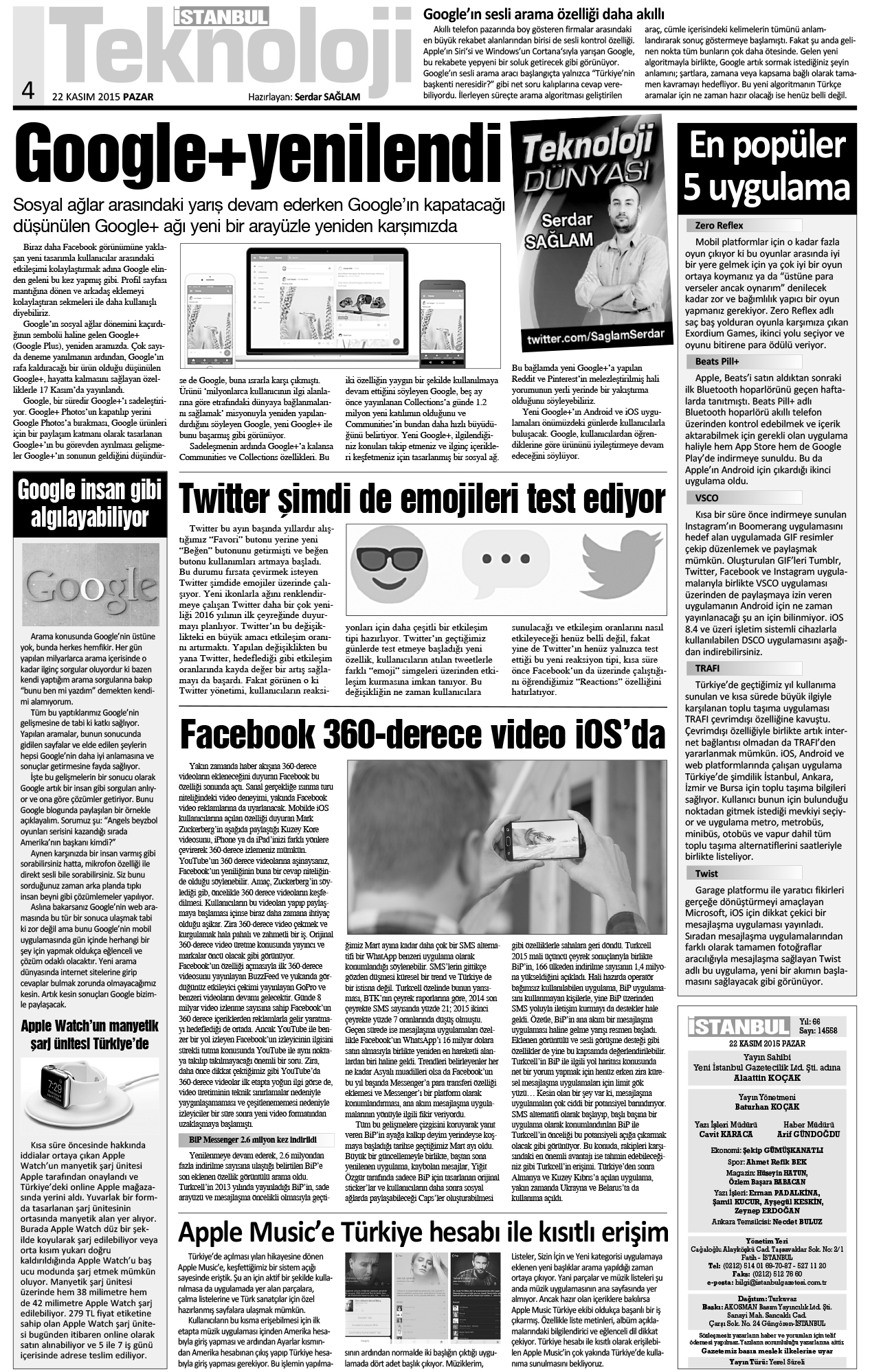 İstanbul Gazetesi - 22 Kasım 2015