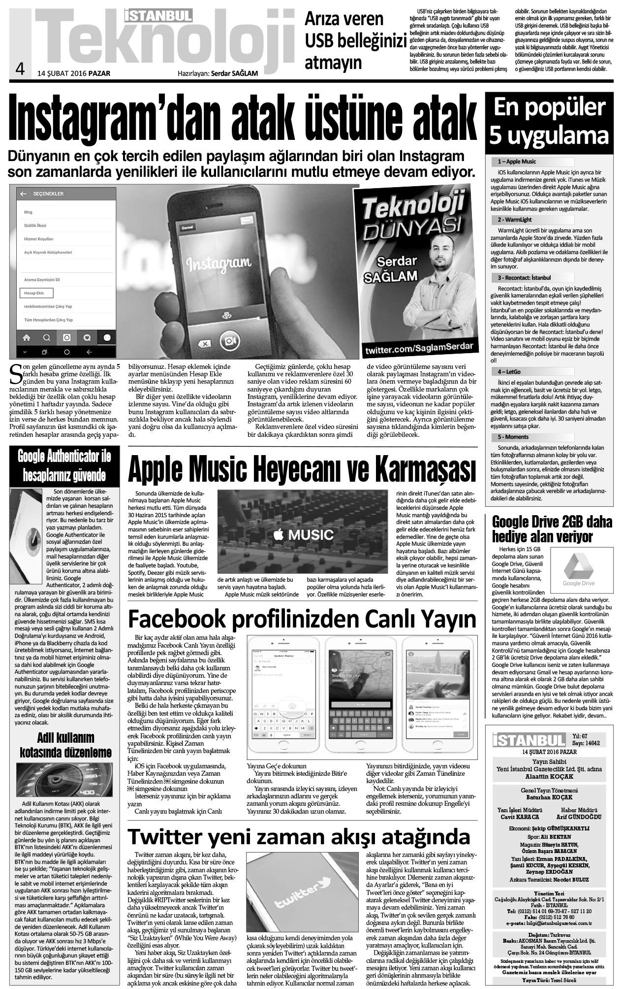 İstanbul Gazetesi - 14 Şubat 2016