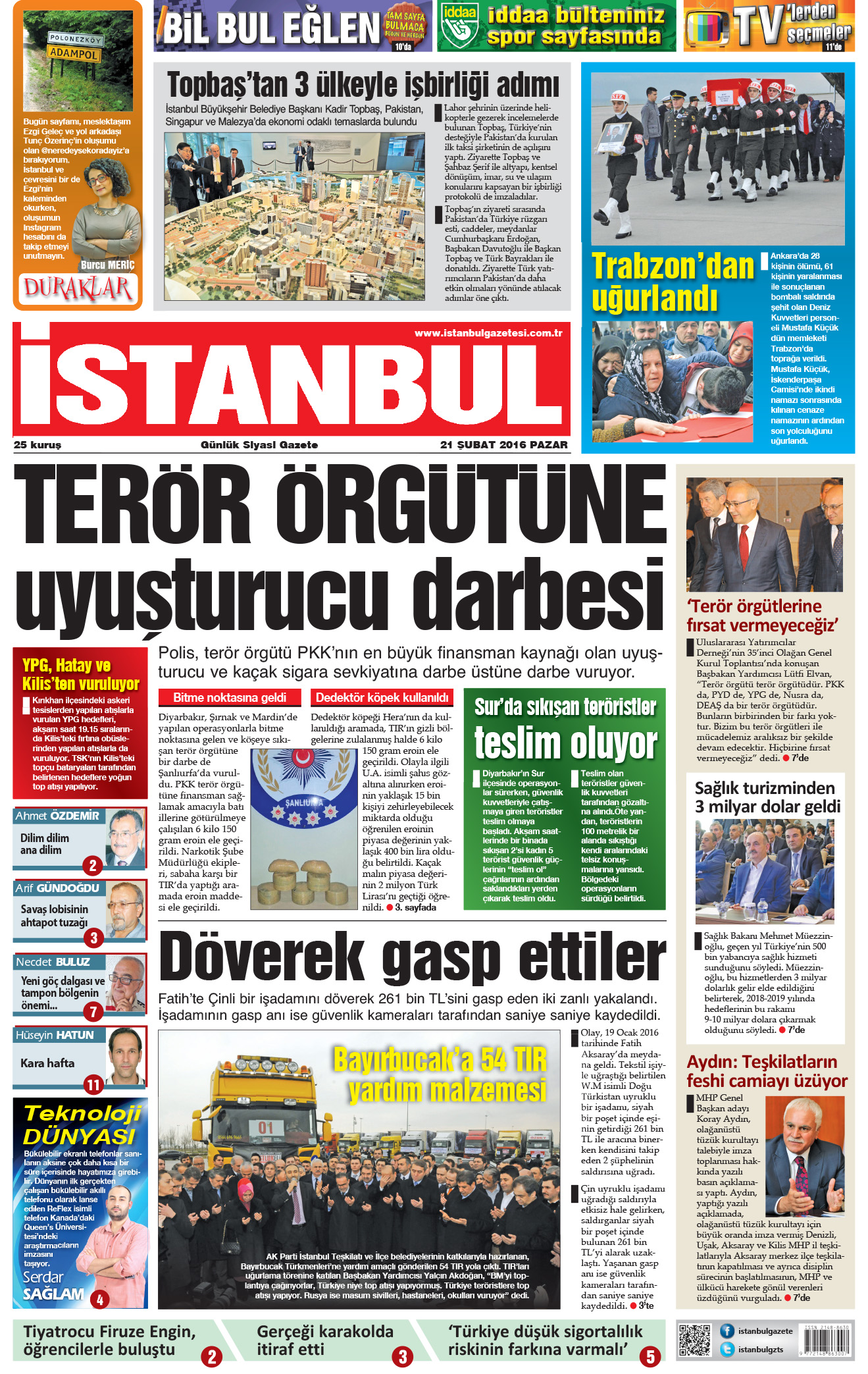 İstanbul Gazetesi - 21 Şubat 2016