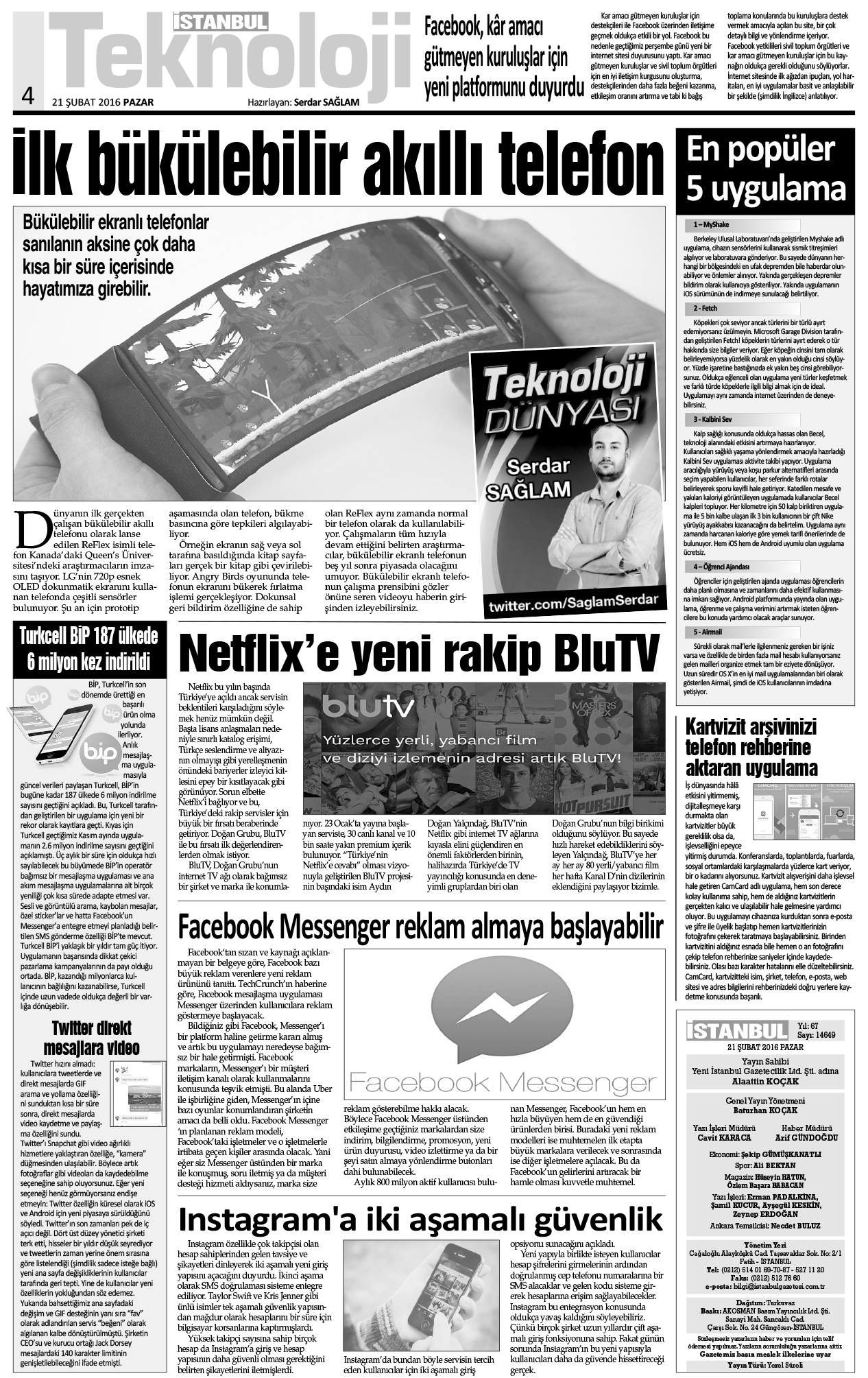 İstanbul Gazetesi - 21 Şubat 2016