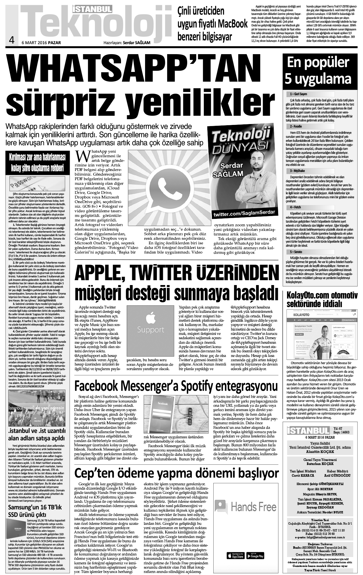 İstanbul Gazetesi - 6 Mart 2016