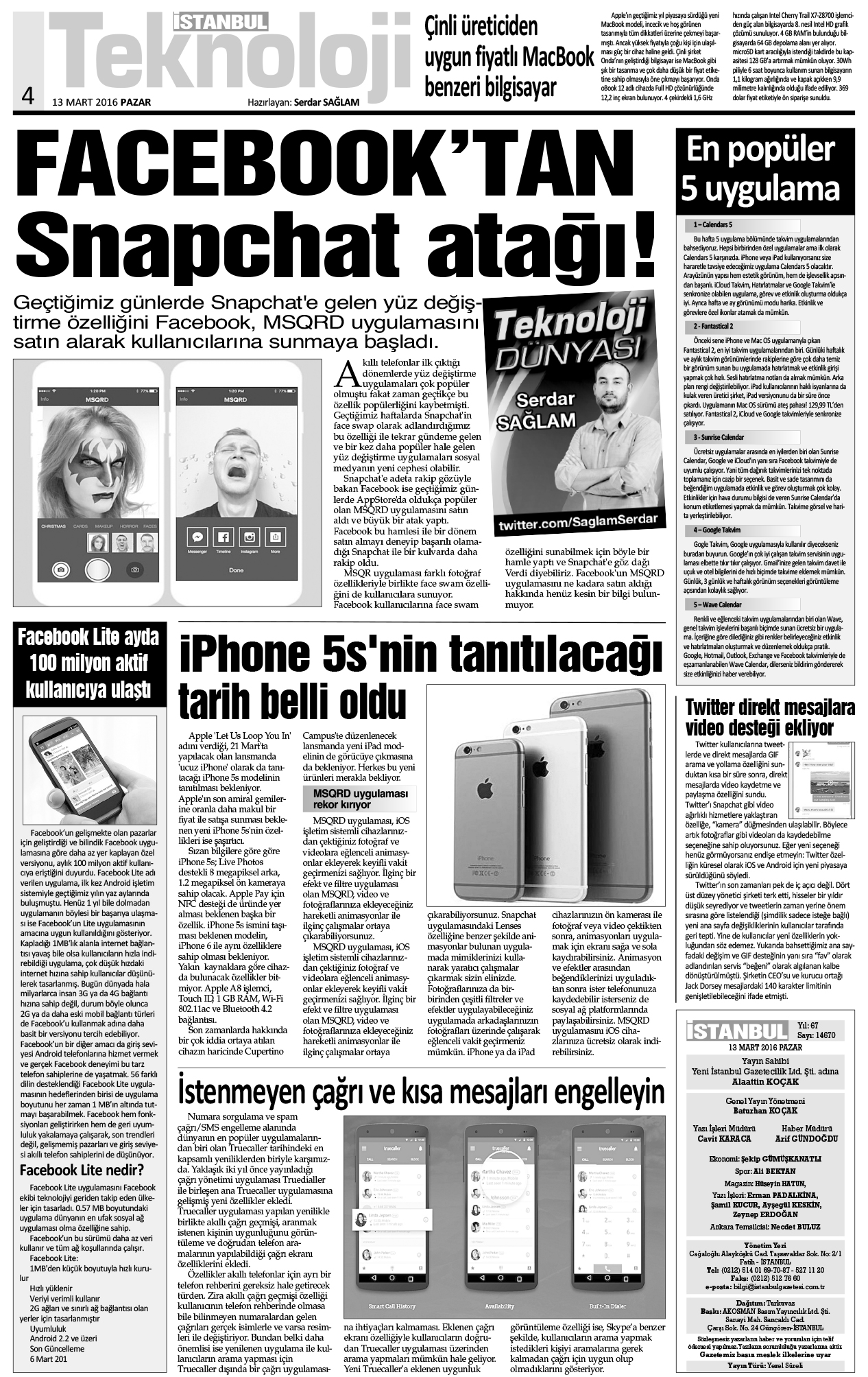 İstanbul Gazetesi - 13 Mart 2016