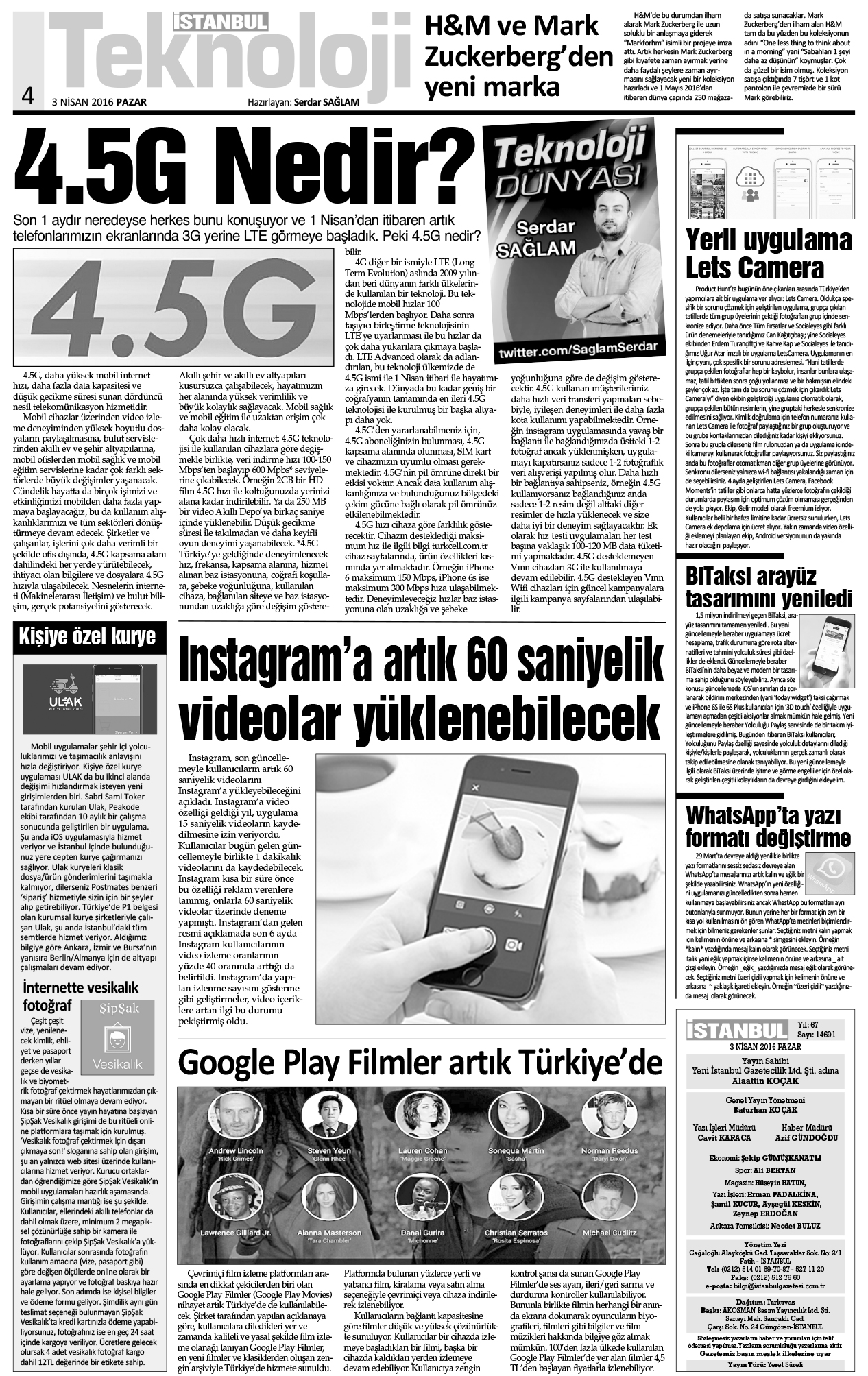 İstanbul Gazetesi - 3 Nisan 2016