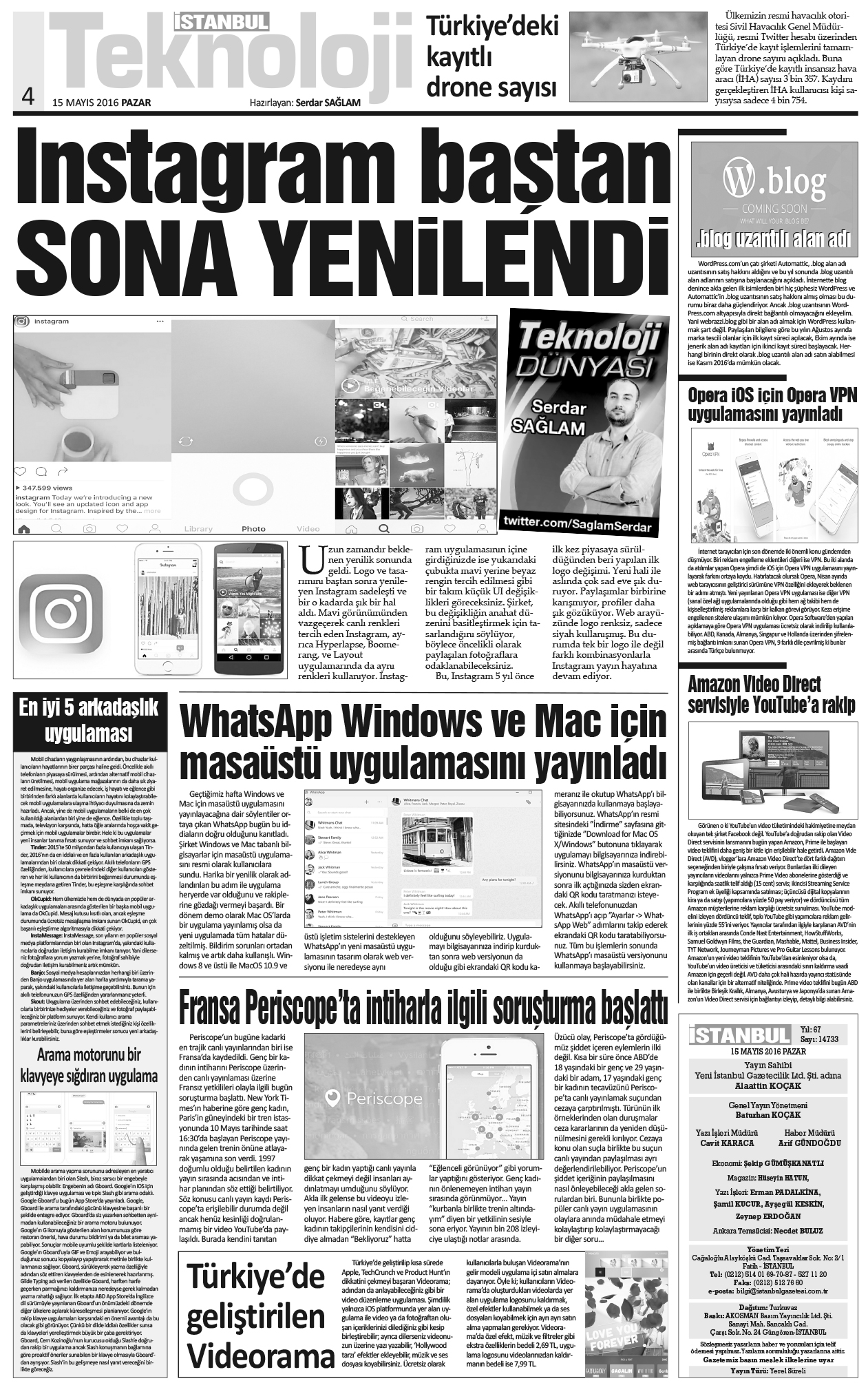 İstanbul Gazetesi - 15 Mayıs 2016