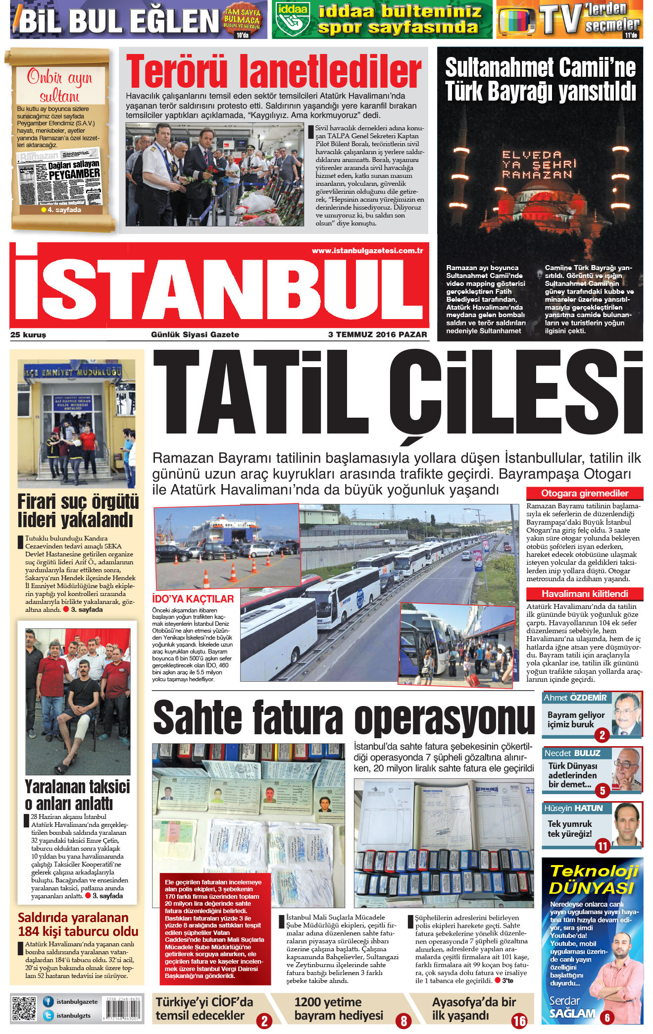 İstanbul Gazetesi - 3 Temmuz 2016