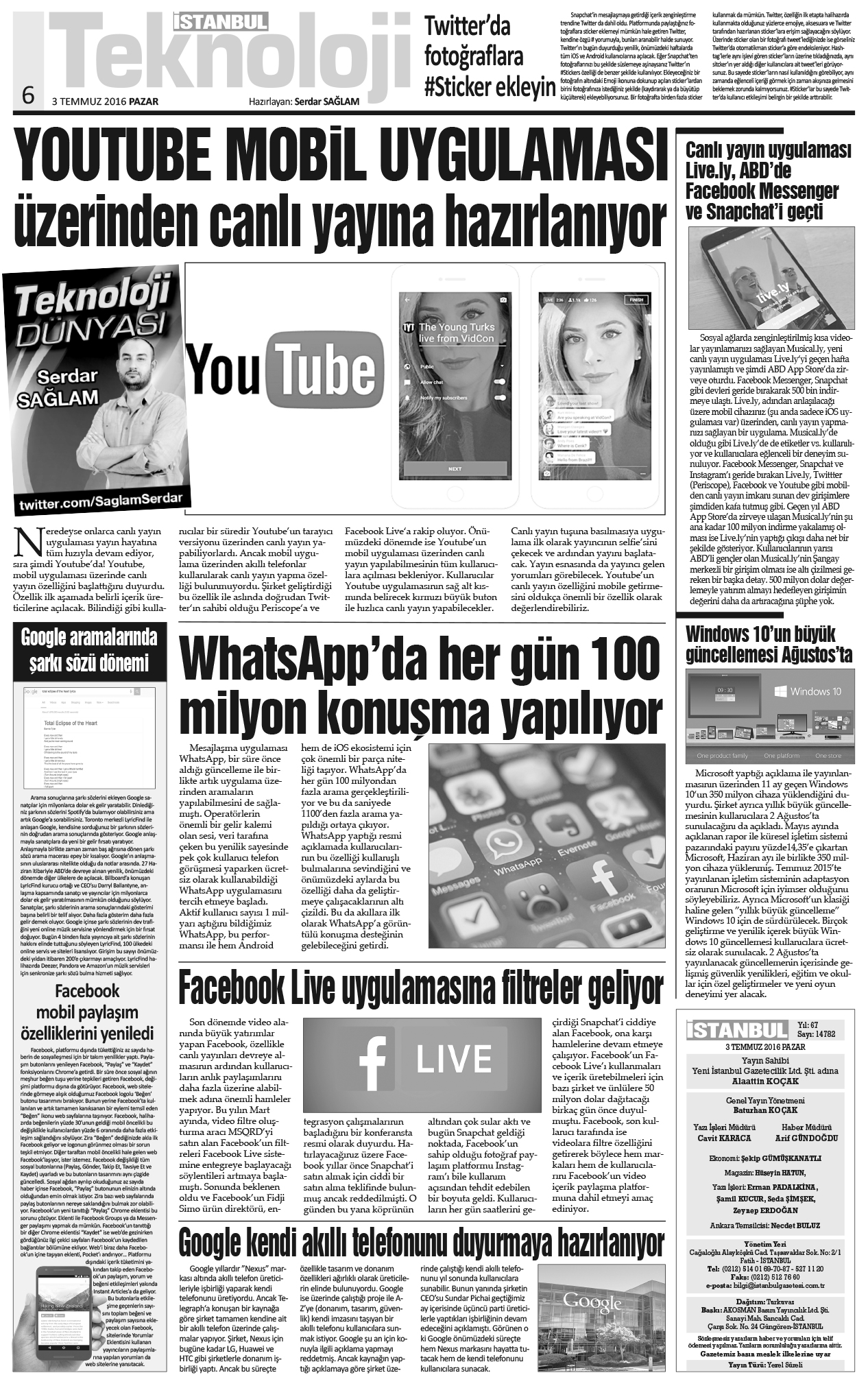 İstanbul Gazetesi - 3 Temmuz 2016