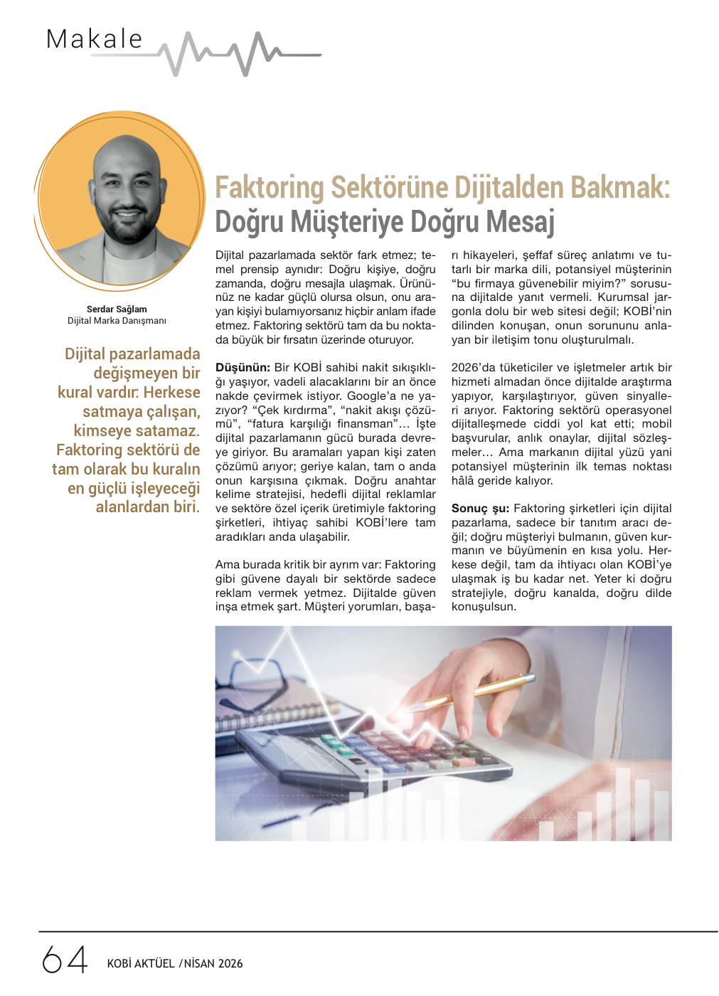 KobiAktüel Nisan 2026 — Serdar Sağlam köşe yazısı