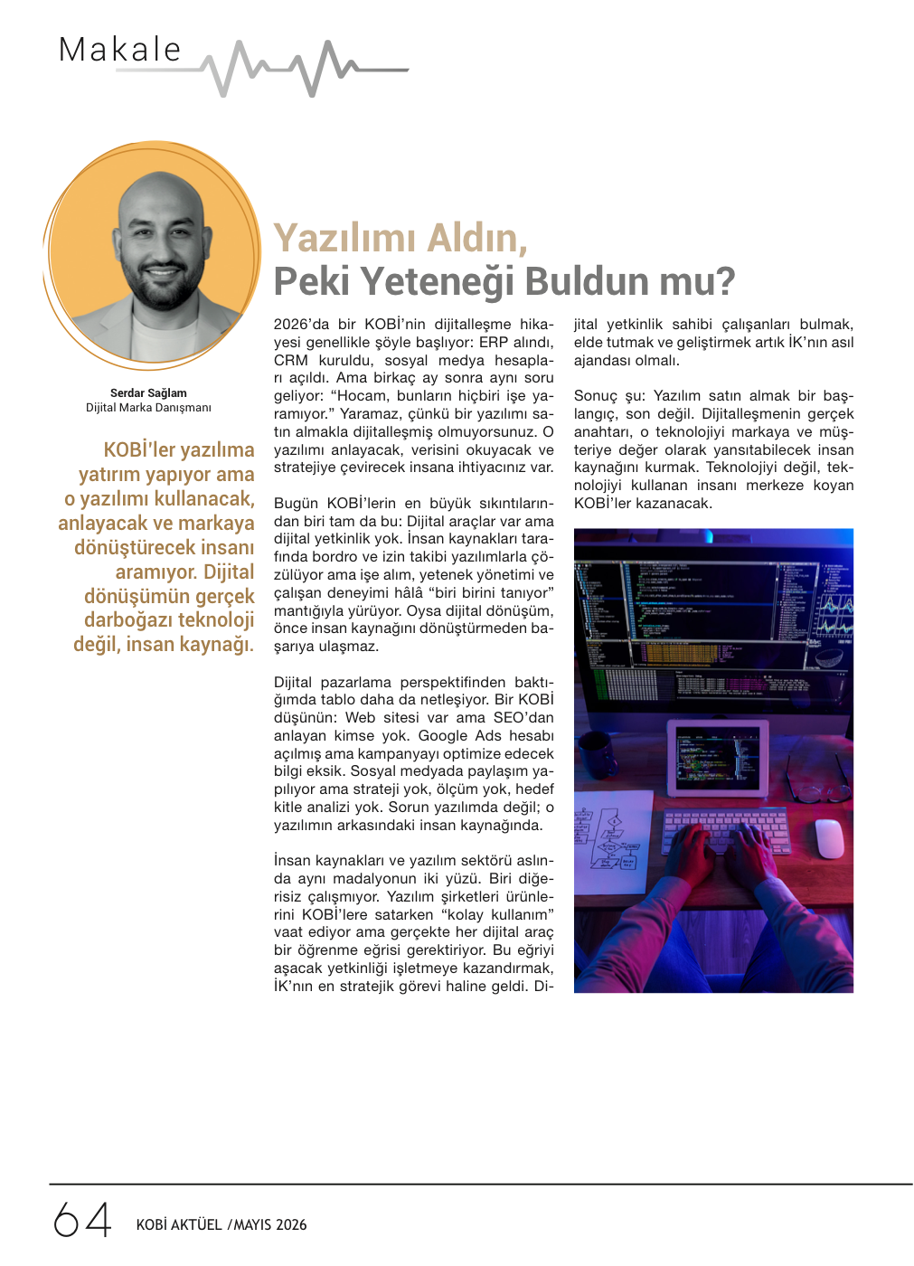 KobiAktüel Mayıs 2026 — Serdar Sağlam köşe yazısı