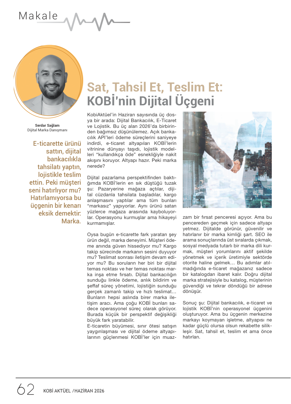 KobiAktüel Haziran 2026 — Serdar Sağlam köşe yazısı